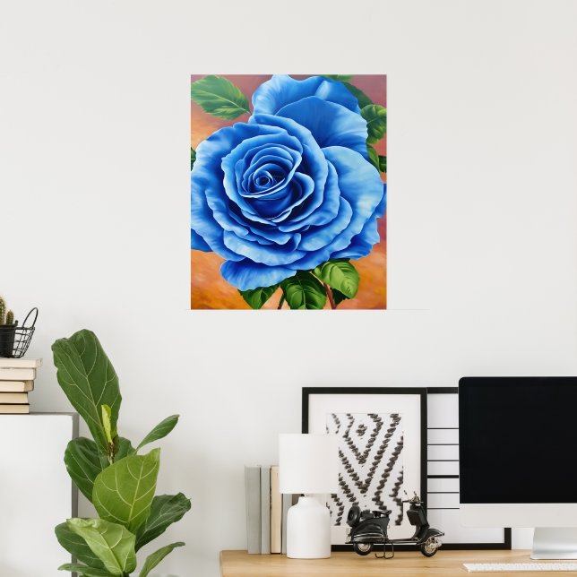 Romantic blue rose poster (Home Office)