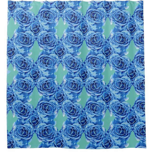 Romantic blue rose shower curtain (Front)
