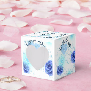 Romantic Blue Rose Wedding Favour Box   Love You H