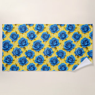 Romantic Blue Roses Modern Flower 🌹 Beach Towel