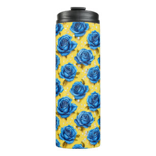 Romantic Blue Roses Modern Flower 🌹 Thermal Tumbler