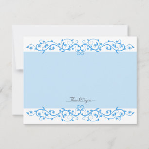 Romantic Blue Swirling Vines Floral "Thank You"  Card