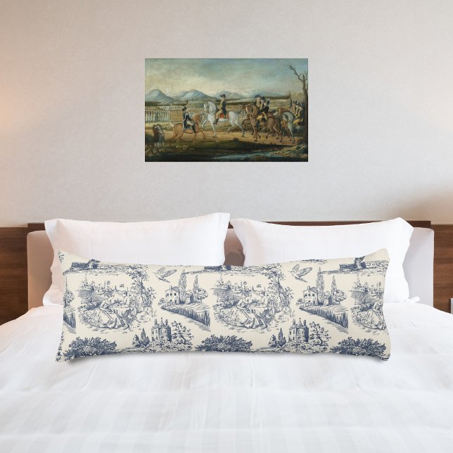 Romantic Blue Toile de Jouy, French country style Body Cushion (Creator Uploaded)