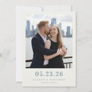 Romantic Blue Urban Photo Save The Date