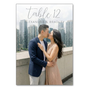 Romantic Blue Urban Photo Table Number