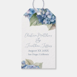 Romantic Blue Watercolor Hydrangea Flowers Gift Tags