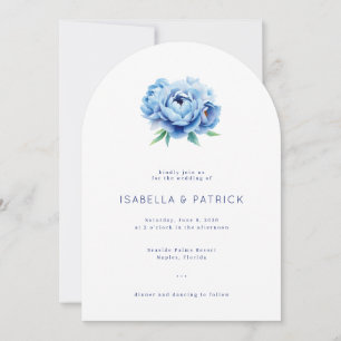 Romantic Blue Watercolor Peonies Invitation