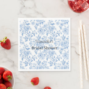 Romantic Blue White Flowers Bridal Shower Napkin