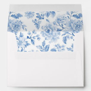 Romantic Blue White Flowers Wedding Envelope