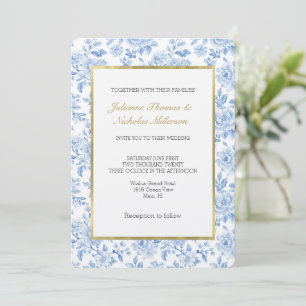 Romantic Blue White Flowers Wedding Invitation