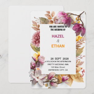 Romantic Blush & Autumn Botanical Wedding Invite