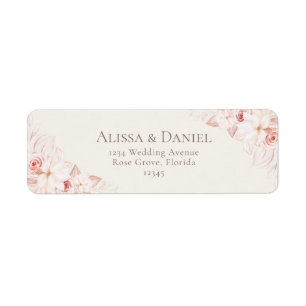 Romantic Blush Beige and Pink Floral Address Label