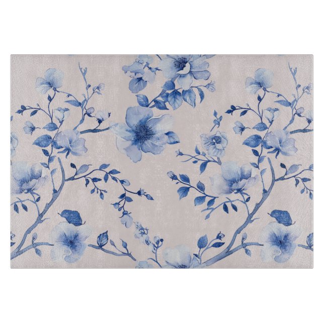 Romantic Blush Blue Floral Bridal Shower Cutting Board (Front)