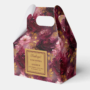 Romantic Blush Burgundy Gold Watercolor Wedding  Favour Box