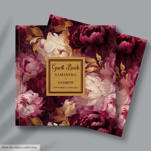 Romantic Blush Burgundy Gold Wedding Guest Book 