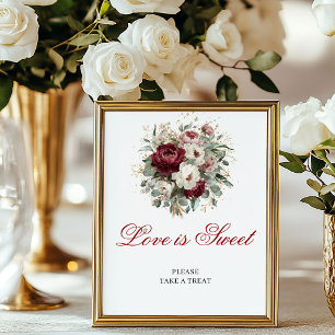 Romantic Blush Burgundy Love is Sweet Table Sign