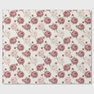 Romantic Blush & Burgundy Peony Floral Pattern Wrapping Paper