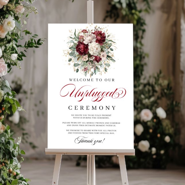 Romantic Blush Burgundy Unplugged Ceremony Poster (Romantic Blush Burgundy Unplugged Ceremony)