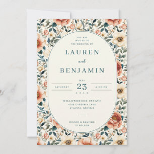 Romantic Blush Floral Border Invitation