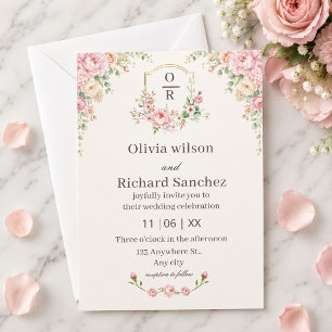 Romantic Blush Floral Elegant Pink Roses Invitation