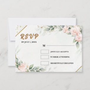 Romantic Blush Floral Eucalyptus Wedding RSVP Card