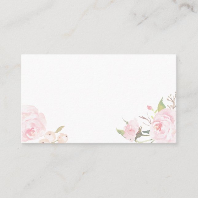 Romantic Blush Floral Flat Place Cards (Front)