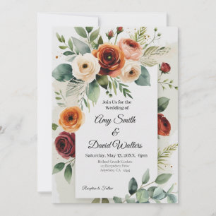 Romantic Blush Floral Wedding Invitation