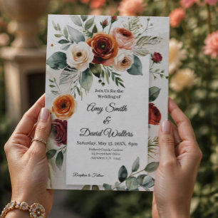 Romantic Blush Floral Wedding Invitation