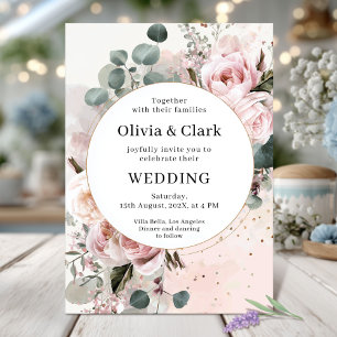 Romantic Blush Floral Wedding Invitation