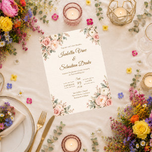 Romantic Blush Floral Wedding Invitation