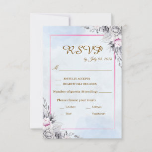 Romantic Blush Floral Wedding RSVP Card