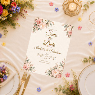 Romantic Blush Floral Wedding Save The Date