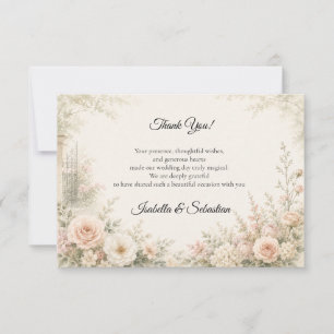 Romantic Blush Garden Serenity Wedding Thank You Card
