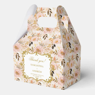Romantic Blush Gold Boho Wedding Favor Thank You  Favour Box