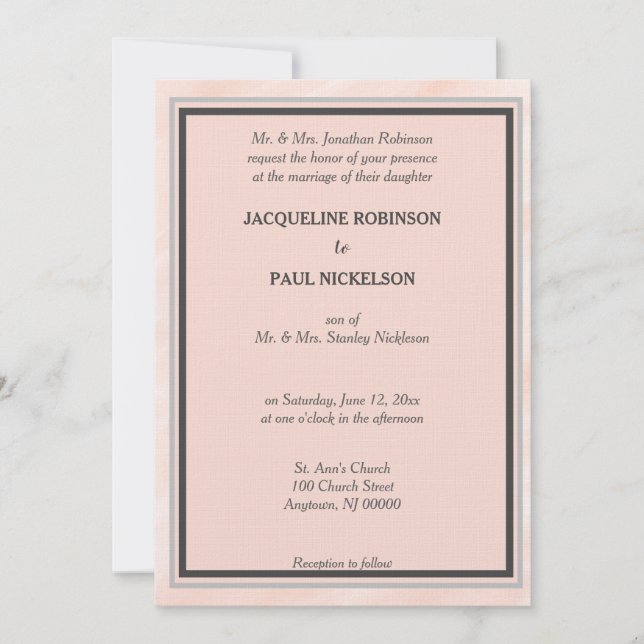Romantic Blush Grey Watercolor Invitation (Front)
