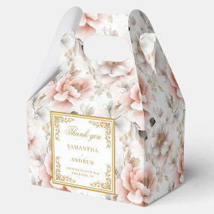 Romantic blush ivory boho floral wedding favour bo box