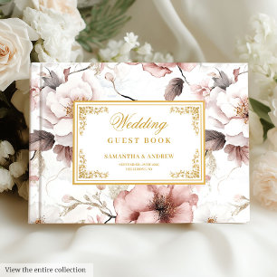 Romantic Blush Ivory Gold Floral Wedding Book