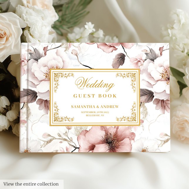 Romantic Blush Ivory Gold Floral Wedding Book (Romantic Blush Ivory Gold Floral Wedding Guest Book

)
