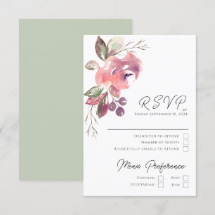 Romantic Blush Mauve Vertical RSVP Card