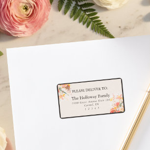 Romantic Blush Painted Floral Wedding Label