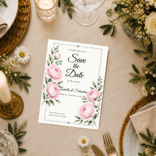 Romantic Blush Peony Elegance Wedding Save The Date