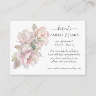 Romantic Blush Peony Floral Wedding Enclosure Card