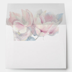 Romantic Blush Peony Floral Wedding Envelope