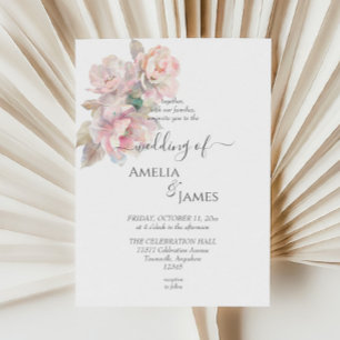 Romantic Blush Peony Floral Wedding  Invitation