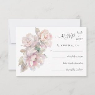 Romantic Blush Peony Floral Wedding Meal RSVP 2 Card
