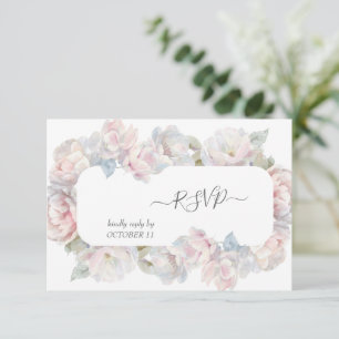 Romantic Blush Peony Floral Wedding Meal RSVP Card