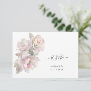 Romantic Blush Peony Floral Wedding RSVP Card