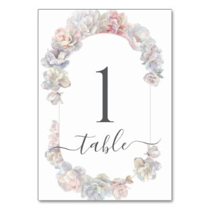Romantic Blush Peony Floral Wedding Table Number