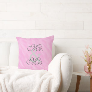 Romantic Blush Pink Bride Groom Reversible Pillow