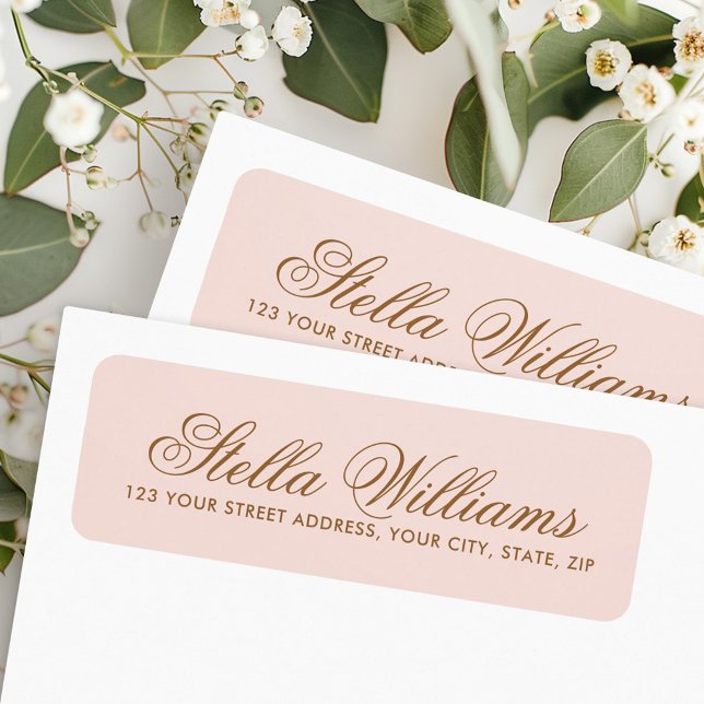 Romantic blush pink calligraphy script address (Romantic blush pink calligraphy script address label)